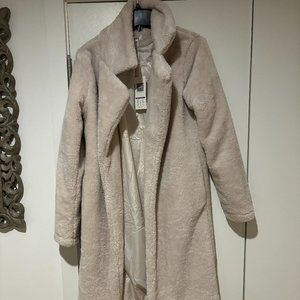 Open Front  Long Fuzzy Coat - Faux Fur